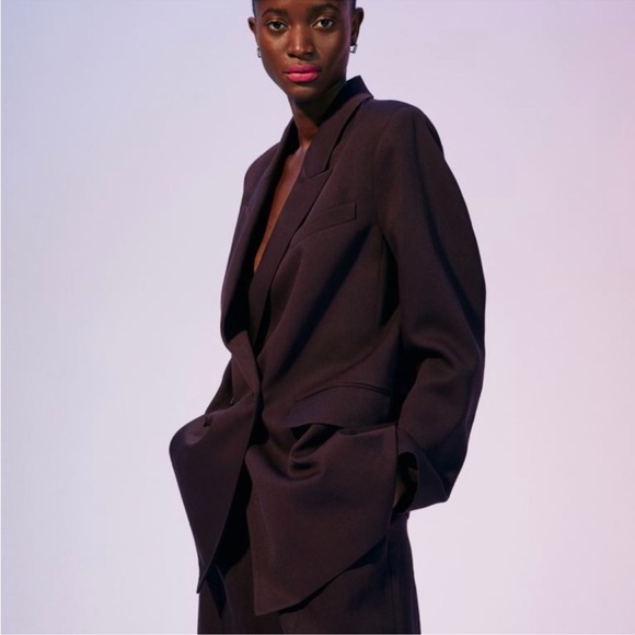 NEW|| H&M Oversize Burgundy Blazer Size XS - Picture 3 of 14